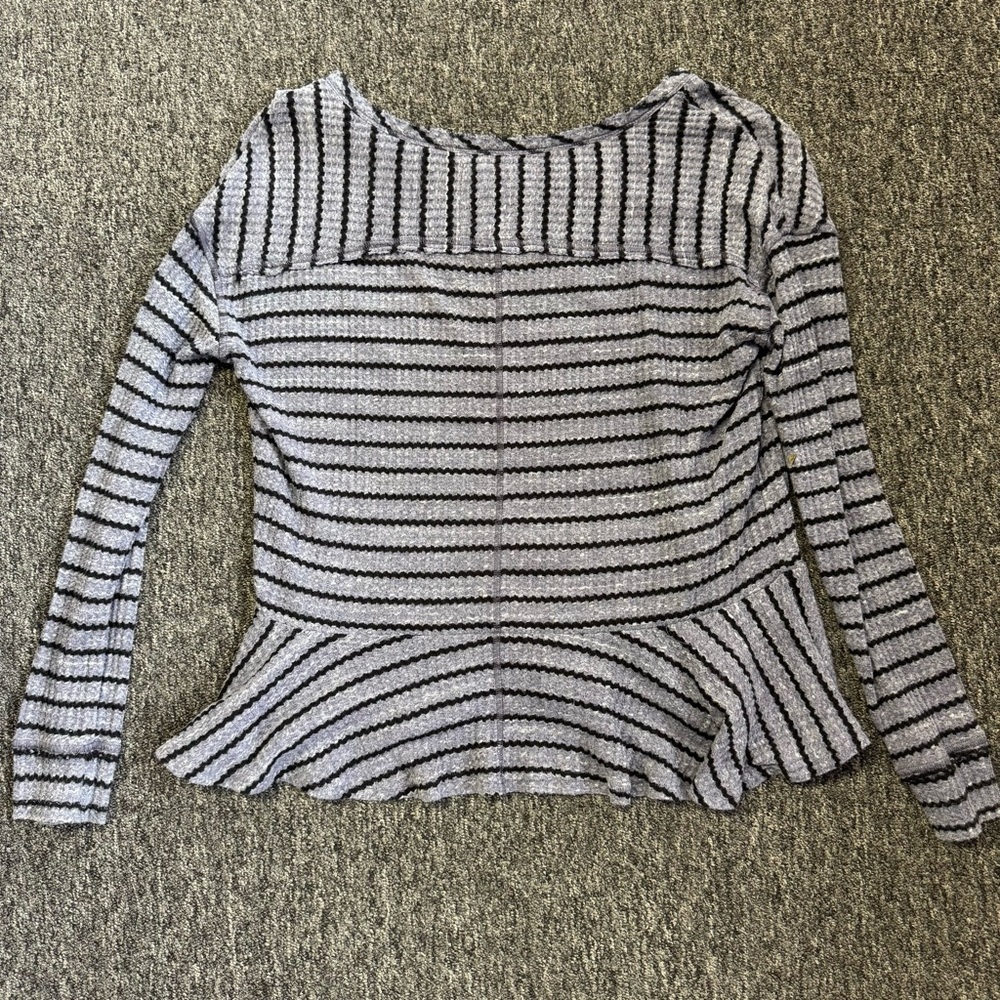 Free People We The Free Striped Thermal Peplum Top XS - Picture 3 of 6